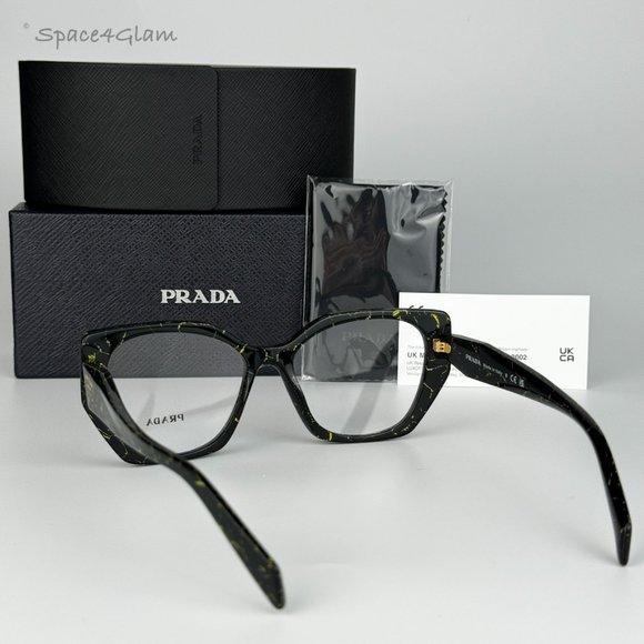 NEW Prada PR18WV 19D1O1 Black Yellow Marble Cat Eye Women Eyeglasses - Picture 6 of 9
